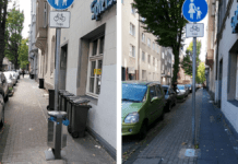 Mit und ohne Mülleimer: Radweg an der Augustastraße.