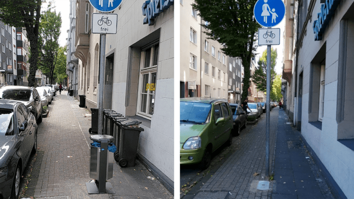 Mit und ohne Mülleimer: Radweg an der Augustastraße.